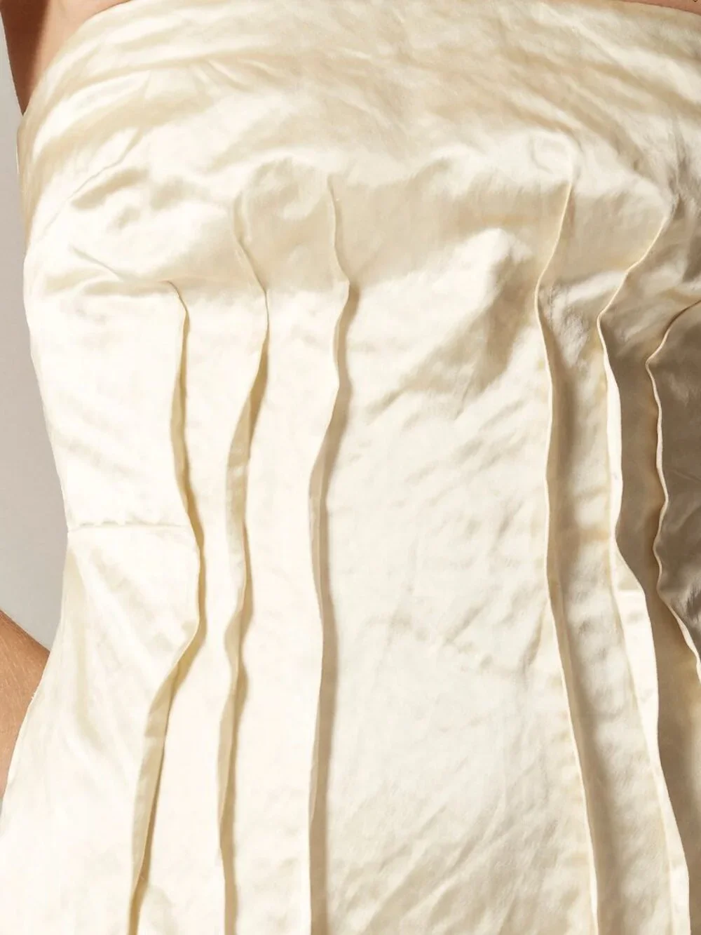 j.crew collection strapless mini dress in memory satin. size: 4. Color: ivory